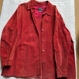 Red Washable Suede Jacket - Size 16, Fair Condition